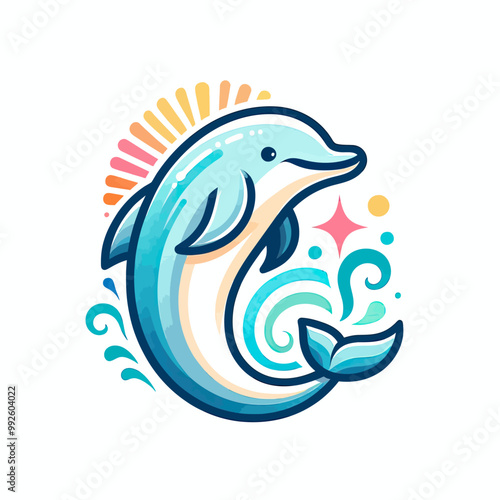 Vector dolphin jumping out of the water