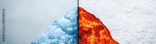 A captivating contrast of ice and fire, showcasing the elemental beauty of nature in one striking image. photo