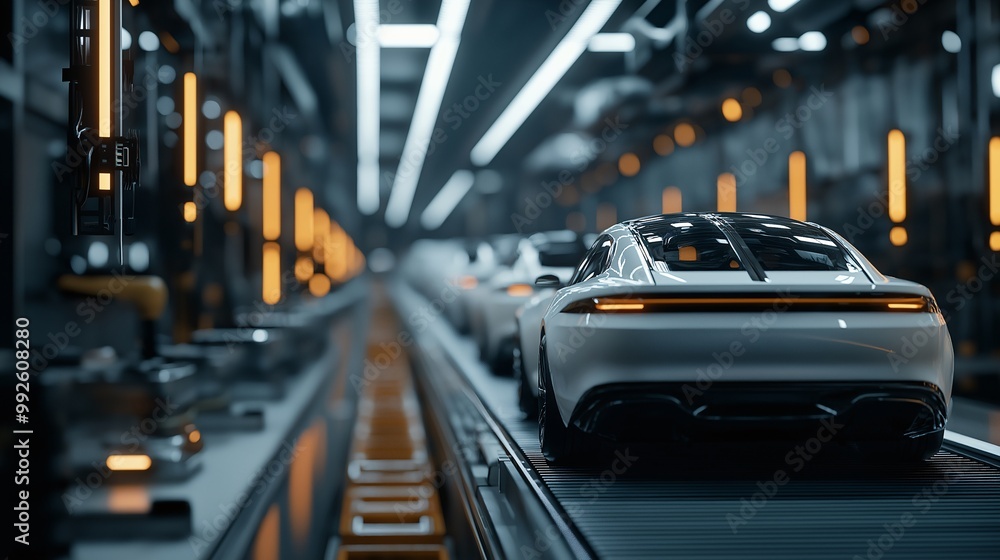 Sleek Sports Cars in a Modern Manufacturing Facility Sleek Sports Cars in a Modern Manufacturing Facility