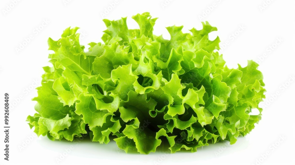 Crisp lettuce leaf isolated on white background. Fresh and vibrant. Crisp lettuce leaf isolated on white background. Fresh and vibrant.