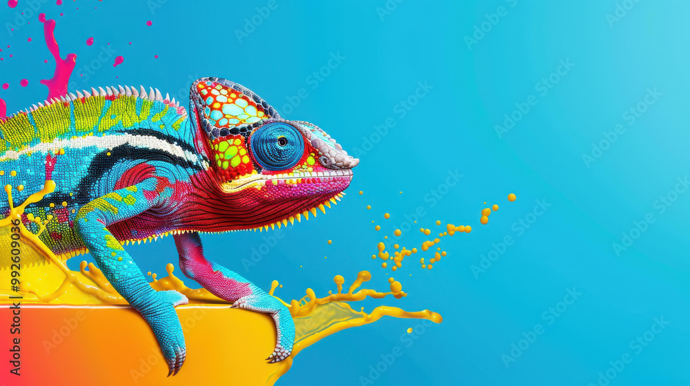 Obraz premium Vibrant chameleon effect with an array of colors that radiates coolness and style in any setting. Perfect for bold statements