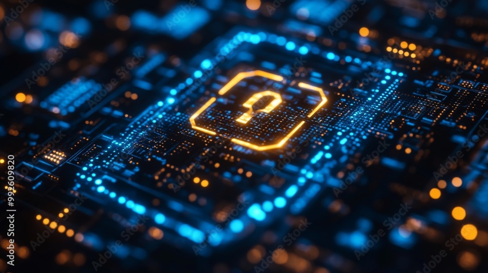 Unlocking the Digital Realm: A Glowing Question Mark on a Circuit Board Unlocking the Digital Realm: A Glowing Question Mark on a Circuit Board