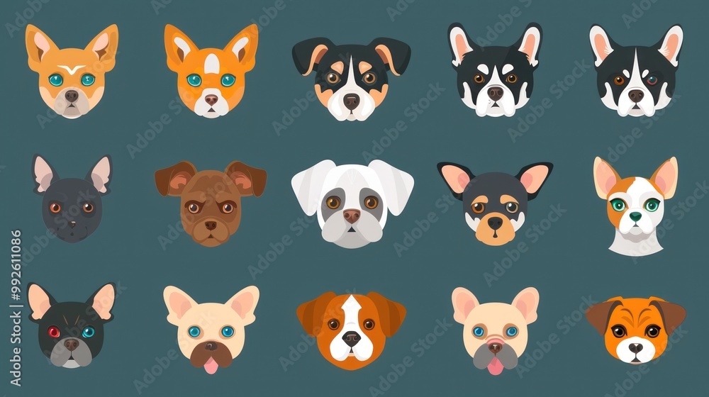 Animal icons representing different pet breeds Animal icons representing different pet breeds
