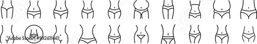 Waist Outline Simple Linear Image Collection. Editable Stroke. Suitable for Web Sites, Books, Cards, Apps