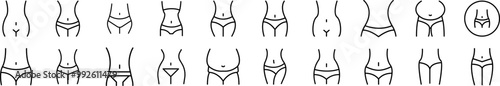 Waist Set of Thin Icons. Editable Stroke. Suitable for Web Sites, Books, Cards, Apps