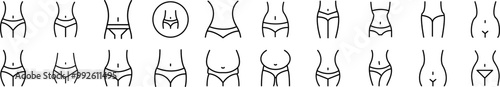 Waist Related Icon Set. Editable Stroke. Suitable for Web Sites, Books, Cards, Apps