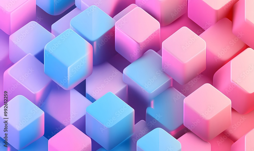 Pastel Cubes with Soft Gradient Lighting in 3D Geometric Patterns Design Pastel Cubes with Soft Gradient Lighting in 3D Geometric Patterns Design
