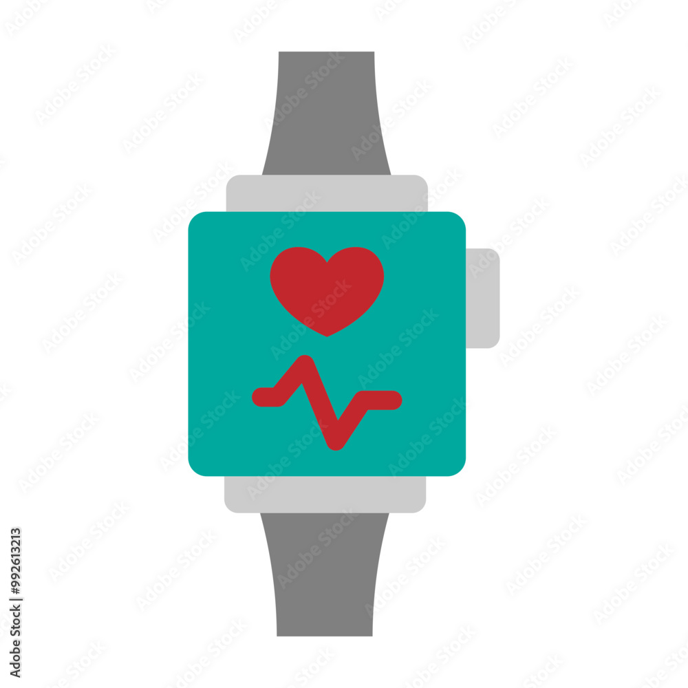 Wearable Health Monitor Vector Flat Icon Design Wearable Health Monitor Vector Flat Icon Design