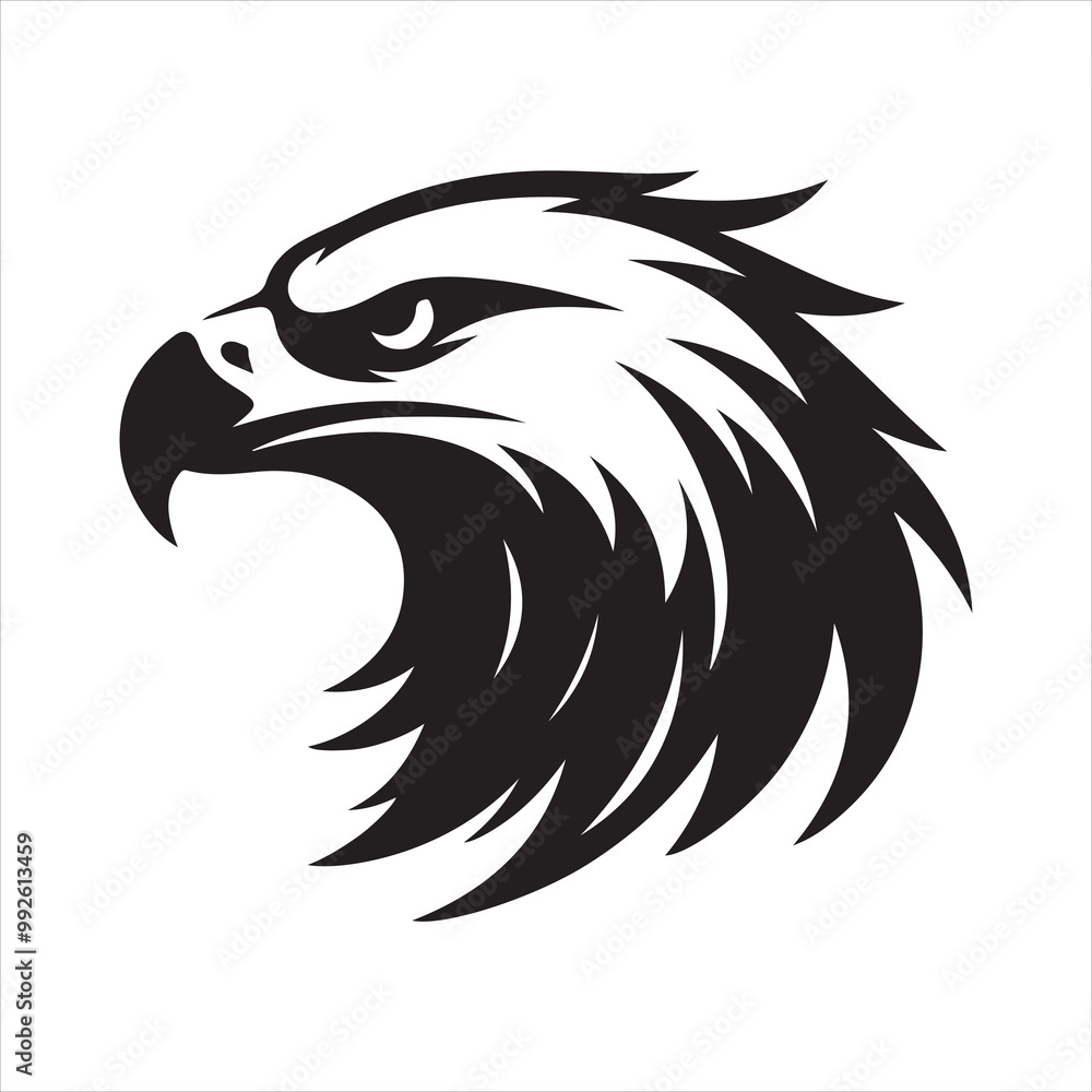 Fototapeta premium Eagle head silhouette vector illustration, head stylized logo