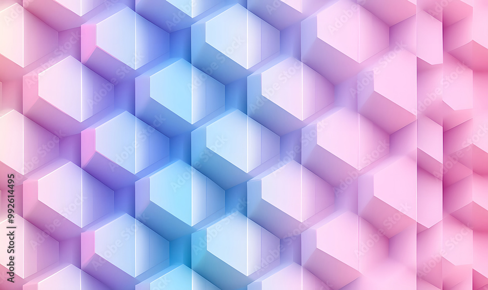 Obraz premium Pastel Cubes with Soft Gradient Lighting in 3D Geometric Patterns Design