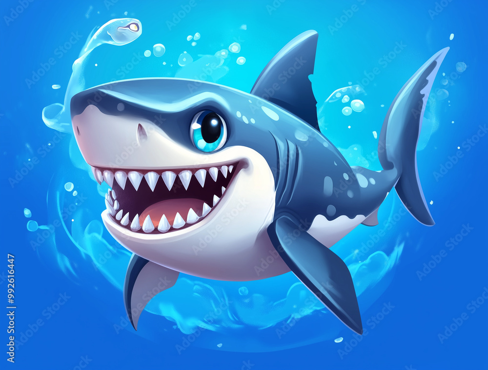 Shark icon for a slot game in a cute cartoon style Shark icon for a slot game in a cute cartoon style