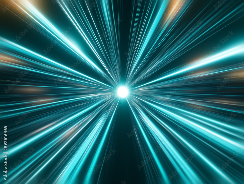Naklejka premium Blue light burst in an abstract background