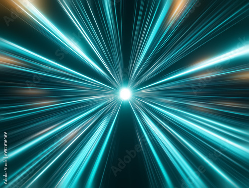 Blue light burst in an abstract background