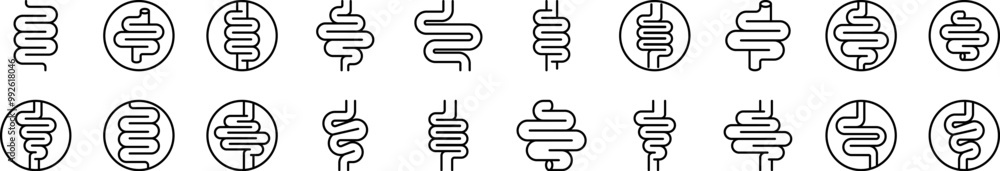 Digestion and Intestine Pack of Thin Icons. Editable Stroke. Suitable for Web Sites, Books, Cards, Apps Digestion and Intestine Pack of Thin Icons. Editable Stroke. Suitable for Web Sites, Books, Cards, Apps