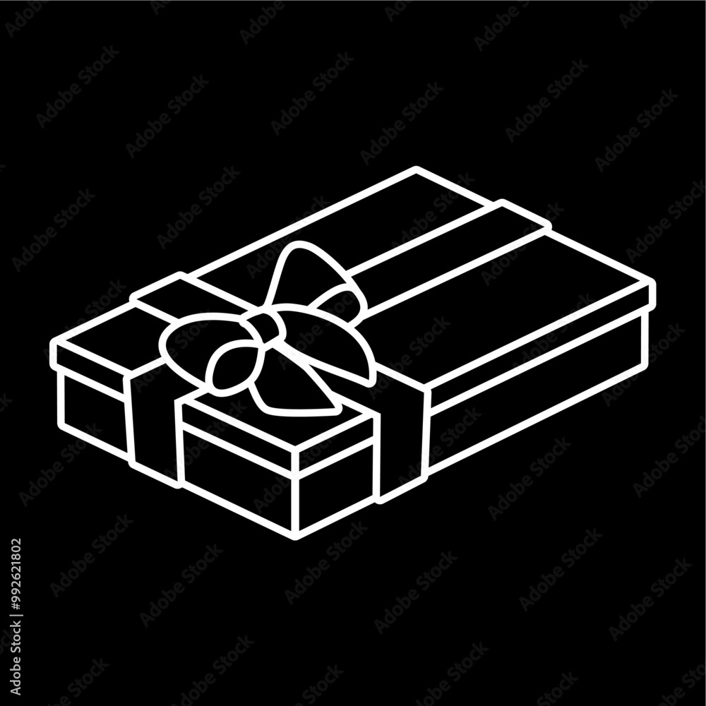 3d Black Christmas gift box with black seamless ribbon pattern, dark background. Line style motif wallpaper illustration for marketing and advertising, gifts, greeting cards. Vector illustration 3d Black Christmas gift box with black seamless ribbon pattern, dark background. Line style motif wallpaper illustration for marketing and advertising, gifts, greeting cards. Vector illustration