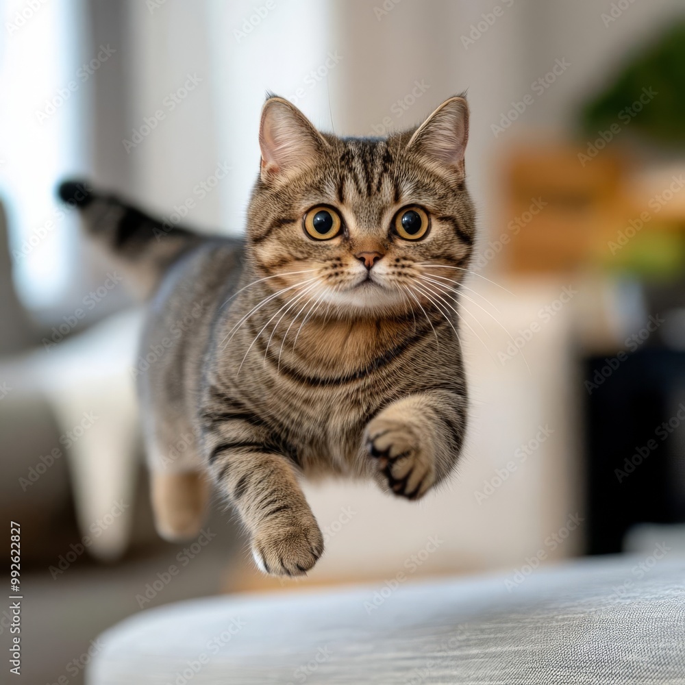 Cat darting around furniture, chase and play, energetic, dynamic Cat darting around furniture, chase and play, energetic, dynamic