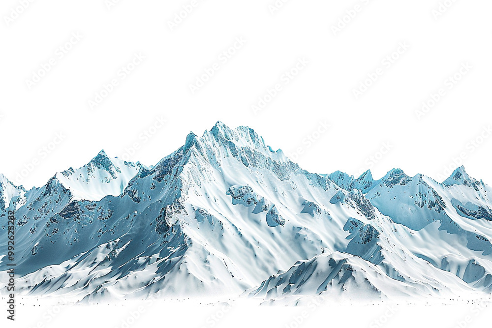 Obraz premium Snow mountain on the horizon, isolated against a transparent background