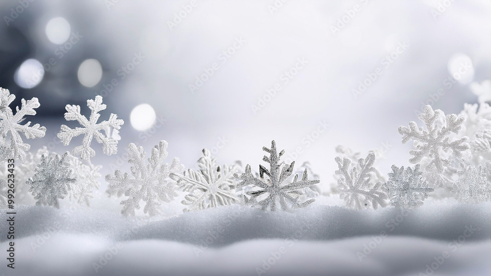 Christmas winter background with snowflakes and copy space Christmas winter background with snowflakes and copy space