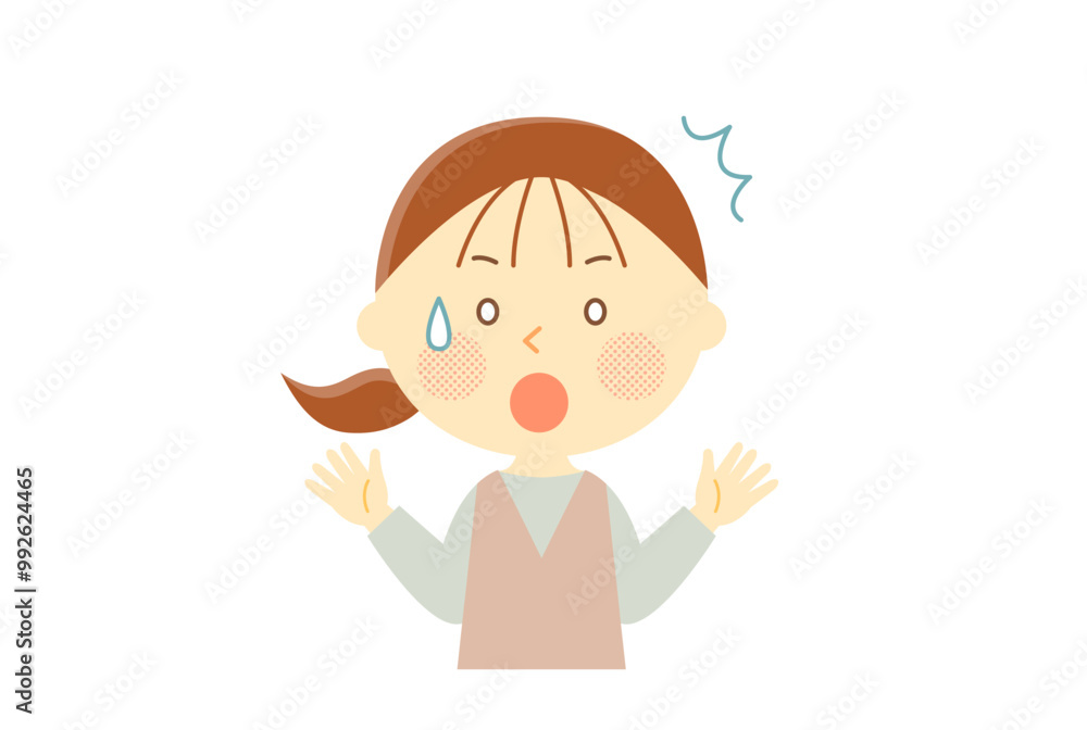 驚いている女性のイラスト 驚いている女性のイラスト