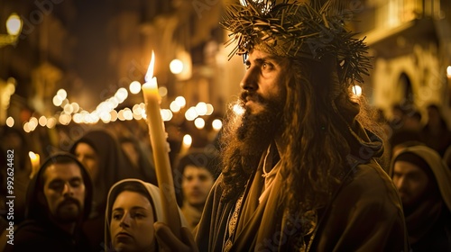 Nazarene and his candle in procession photo