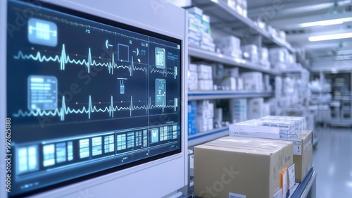 Wallpaper Mural AI-powered software calculating delivery routes for medical supplies in a hospital, AI logistics, healthcare efficiency Torontodigital.ca