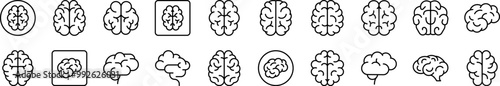 Brain Thin Icons Collection. Editable Stroke. Suitable for Web Sites, Books, Cards, Apps