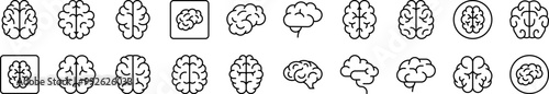 Brain Collection of Thin Icons. Editable Stroke. Suitable for Web Sites, Books, Cards, Apps