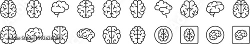 Brain Outline Simple Linear Image Collection. Editable Stroke. Suitable for Web Sites, Books, Cards, Apps