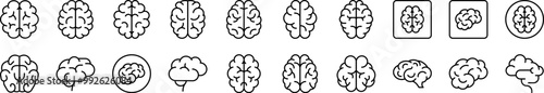 Brain Simple Isolated Line Icons Collection. Editable Stroke. Suitable for Web Sites, Books, Cards, Apps