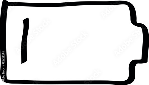 Simple Hand drawn Black and White Battery Outline Icon for Energy Concept
