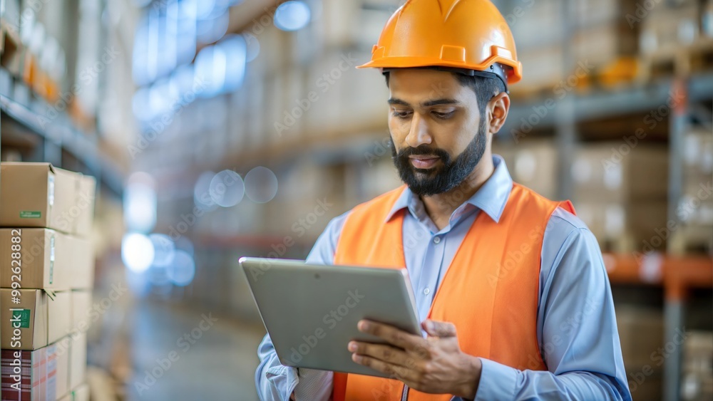 Indian Logistics Manager Using Tablet for Inspection
Indian Logistics Manager Using Tablet for Inspection