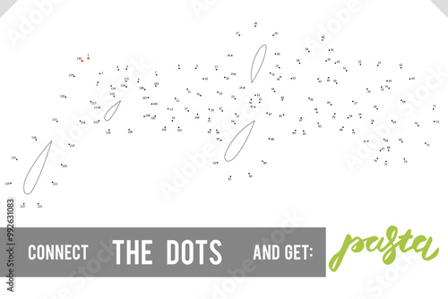 Lettering Word Pasta by dot to dot for children and adults