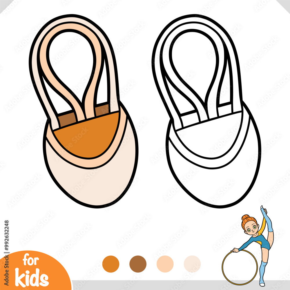 Fototapeta premium Coloring book for children, Rhythmic gymnastic half toe shoe