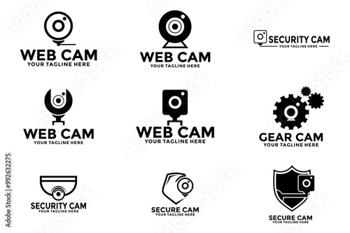 Cam Set Logo design, collection of cam security logo template vector