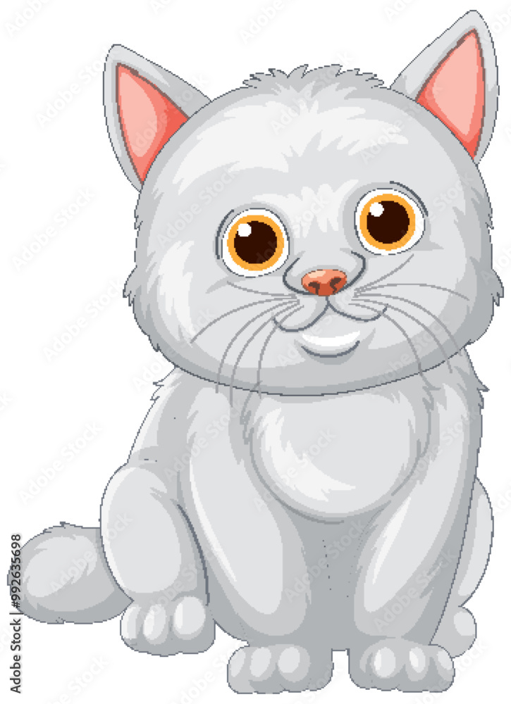 Obraz premium Cute White Cat Illustration