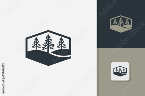 pine hills logo design illustration vector template