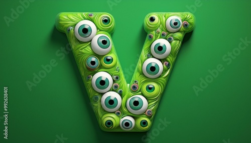 alphabet halloween A B C D E F G H I J K L M N O P Q R S T U V W X Y Z 3D style halloween horror eyeball font. Letters made from monster eyes. 