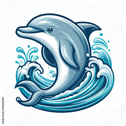 Vector dolphin jumping out of the water