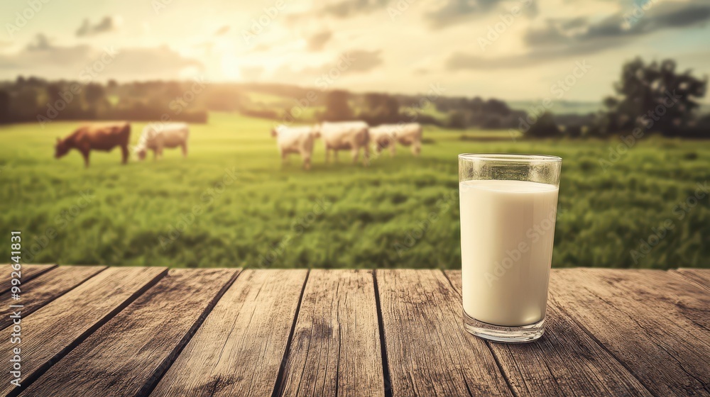 Fresh milk from pitcher into the glass with grass field and cows with a natural background,fresh milk ad template banner,Cows live on natural pastures, packaging with milk packs concept. Fresh milk from pitcher into the glass with grass field and cows with a natural background,fresh milk ad template banner,Cows live on natural pastures, packaging with milk packs concept.