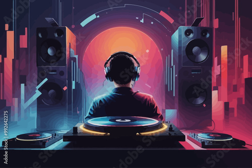 an electronic house music cover illustration