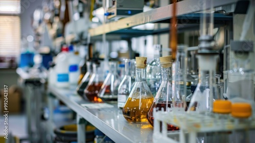 Laboratory setup with technical gases being used for experiments