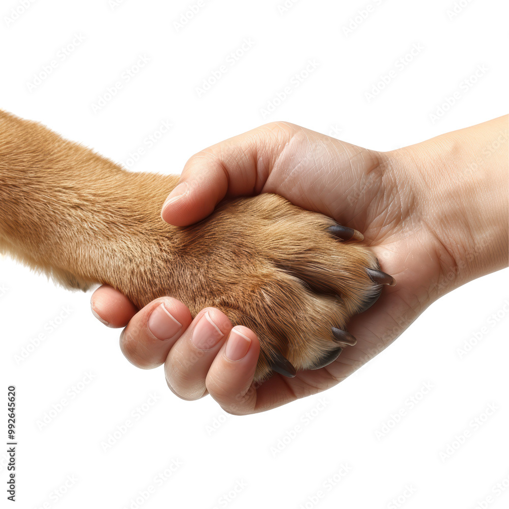 Human Hand and Dog Paw Isolated on Transparent or White Background, PNG Human Hand and Dog Paw Isolated on Transparent or White Background, PNG