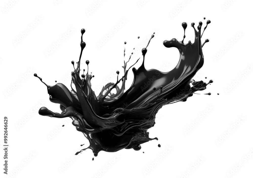 Black ink splash Isolated on transparent or white background Black ink splash Isolated on transparent or white background