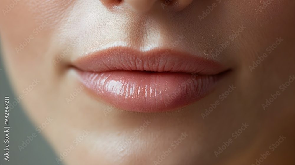 Naklejka premium Detailed view of a woman's wrinkles around her mouth, followed by a smooth, rejuvenated skin texture post-anti-wrinkle treatment