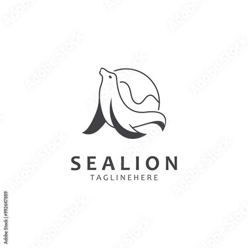 Sea lion mammal logo design animal sea illustration template