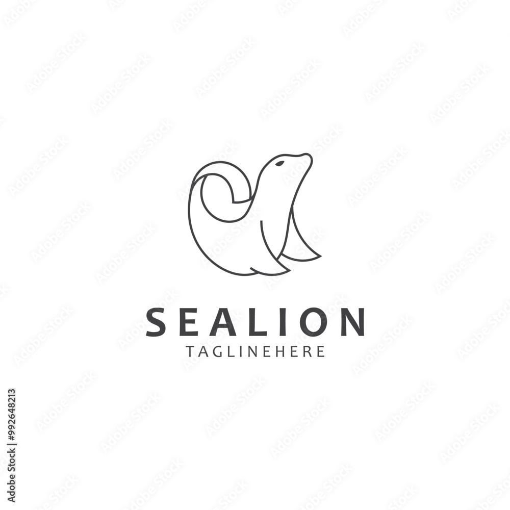 Obraz premium Sea lion mammal logo design animal sea illustration template