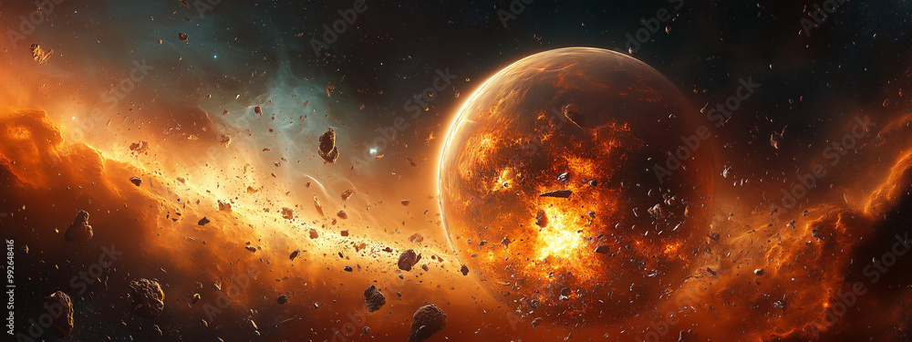 Making of Earth and Moon high resolution panorama, early solar system ...