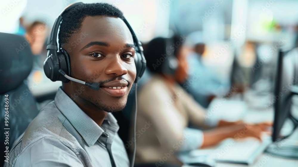 Technical support agent working on solving a problem Technical support agent working on solving a problem