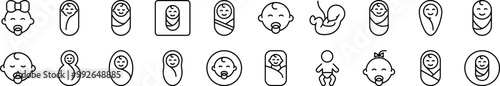 Newborn Collection of Thin Icons. Editable Stroke. Suitable for Web Sites, Books, Cards, Apps