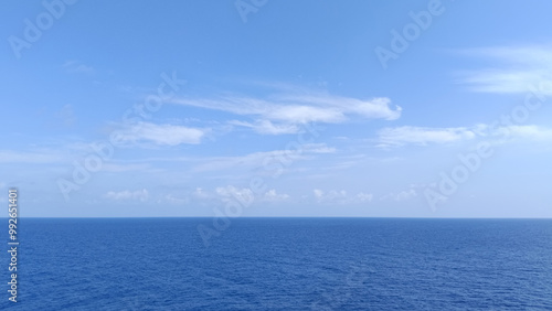 Beautiful clouds and blue sky over the sea.